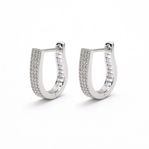 Boucles d'oreilles Huggie en forme de U avec micro-incrustations de zircon, or, argent, or rose, pour usage quotidien, boucles d'oreilles en cristal - Product Image 3