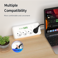 Multiprise industrielle VINISEM 4AC EU avec ports USB-A/USB-C, 3 ports USB-A + 3 ports USB-C, câble de 2 m, courant nominal de 10 A, pour hôpital