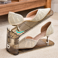 Étagère à chaussures pliable multifonctionnelle moderne et simple à double niveau grande capacité en plastique pour salon, mobile