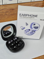 Nouveaux écouteurs sans fil TWS 2-en-1 2026 à clip d'oreille ouvert pour le sommeil, double casque intra-auriculaire avec miroir de maquillage LED et suppression du bruit ENC, écouteurs Bluetooth
