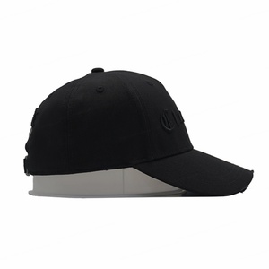 Sombrero y gorra de papá de béisbol desgastados lisos de sarga bordados en 3D personalizados al por mayor sombreros de béisbol negros de 5 paneles - Product Image 5