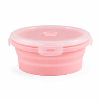 Boîte à lunch ronde pliable en silicone, grande taille, compatible micro-ondes, avec couvercle verrouillable, pour la préparation des repas et les voyages (vente en gros)