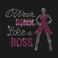Transfert thermique en strass « Wear Pink Like a Boss » pour la sensibilisation au cancer du sein, vente en gros