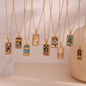 Collar con Colgante de Carta del <span class=keywords><strong>Tarot</strong></span> de Diseño Original, Joyería Esmaltada Resistente al Deslustre, Chapado en Oro, Acero Inoxidable - Product Image 4