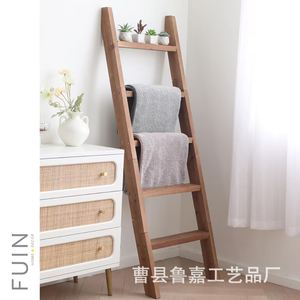 Toallero de madera con forma de escalera, organizador de almacenamiento de 4 niveles para baño y dormitorio - Product Image 3
