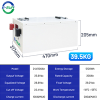 Batería E-SUN Lifepo4 de 24v 100ah 200ah 280ah, Celdas de Grado A, BMS con Bluetooth, Batería Recargable de 12V 280ah para Almacenamiento Solar, para Tiendas