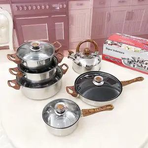 Casseroles et poêles en acier inoxydable de style coréen ustensiles de cuisson marmite ensemble de vaisselle ensemble de 6 pièces