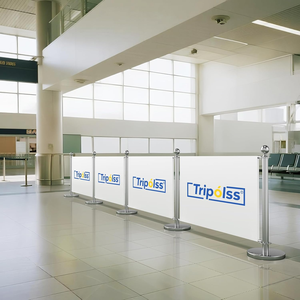 حواجز إعلانية عالية الجودة من الفولاذ المقاوم للصدأ، أعمدة تحكم بالحشود للاستخدام الخارجي، حواجز للمقاهي مع لافتة - Product Image 2