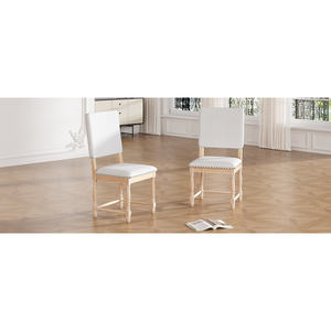 DB TOPMAX Chaises de salle à manger rembourrées 2 pièces traditionnelles vintage avec dossier naturel rembourré - Product Image 2