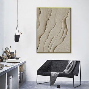 Grande Toile Épaisse Fait Main 3D Simple Beige Texture <span class=keywords><strong>Vague</strong></span> Océan Texture Peinture à l'Huile Art Mural Moderne - Product Image 5