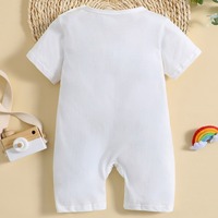 Pakaian Bayi Baru Lahir 2026 Unisex Ramah Lingkungan Bahan Bernapas Romper Cetak Huruf Lengan Pendek Bodysuit Satu Potong Kancing Tekan