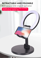 KALIOU W031 A7 Anneau lumineux LED de bureau, triple température de couleur, design pliable, mini USB portable pour diffusion en direct sur téléphone portable