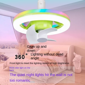 Ventilateur de plafond moderne et simple pour chambre à coucher, tête oscillante RGB, soucoupe volante, 5 pales avec moteur CC, corps de lampe en verre - Product Image 2
