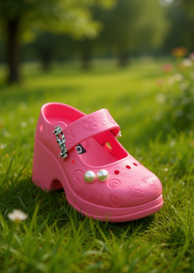 Zoccoli con plateau WHD con perle, stile Mary Jane, scarpe estive per donne e ragazze, taglia 27, punta chiusa, tomaia in plastica - Product Image 2