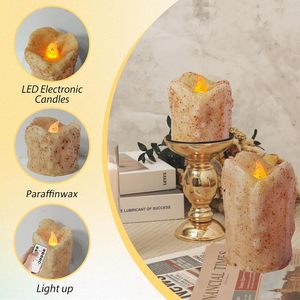 Flameless LED NẾN Pin hoạt động thực sáp nhấp nháy điều khiển từ xa hẹn giờ mộc mạc nguyên thủy cổ điển nến - Product Image 3