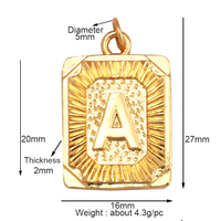 Collier avec pendentif à breloque en plaqué or 18 carats avec nom initial et lettre A-Z Hip Hop Style Rectangle, résultats de bijoux à la mode pour femmes hommes L82
