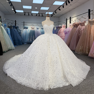 Vestido de Novia de Lujo Dy8502 con Lentejuelas, Color Caramelo, Hombros Descubiertos, Estilo Princesa, con Cuentas, para Fiesta Formal - Product Image 2