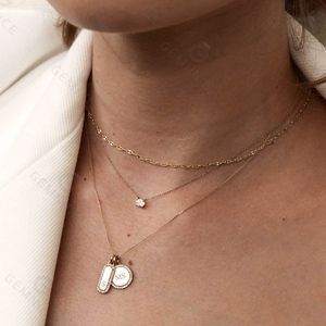 <span class=keywords><strong>Collana</strong></span> <span class=keywords><strong>con</strong></span> Ciondolo a Barra Personalizzabile in Argento 925 Placcato <span class=keywords><strong>Oro</strong></span> per Donne Gemnel - Product Image 4