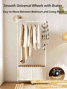 Nouveau modèle 2025 : <span class=keywords><strong>Porte</strong></span>-vêtements autoportant pour chambre, panier à linge, étagère de rangement, support à vêtements portable et compact, <span class=keywords><strong>porte</strong></span>-<span class=keywords><strong>manteau</strong></span> pour salon - Product Image 2