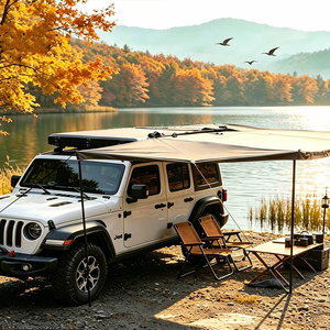 Carpa de techo para coche, toldo lateral para camping al aire libre, carpa con ventilador, tela Oxford impermeable, resistente a la lluvia, de apertura rápida - Product Image 4