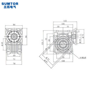 Редуктор с редуктором, 30-1, серия Nema 34, NMRV040, червячный редуктор скорости - Product Image 2