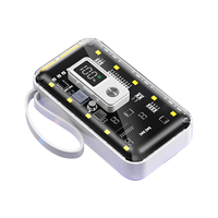 Batterie externe portable haute capacité mini transparente Mecha Wind Line 10000mAh 20W Charge rapide Type-C Blanc