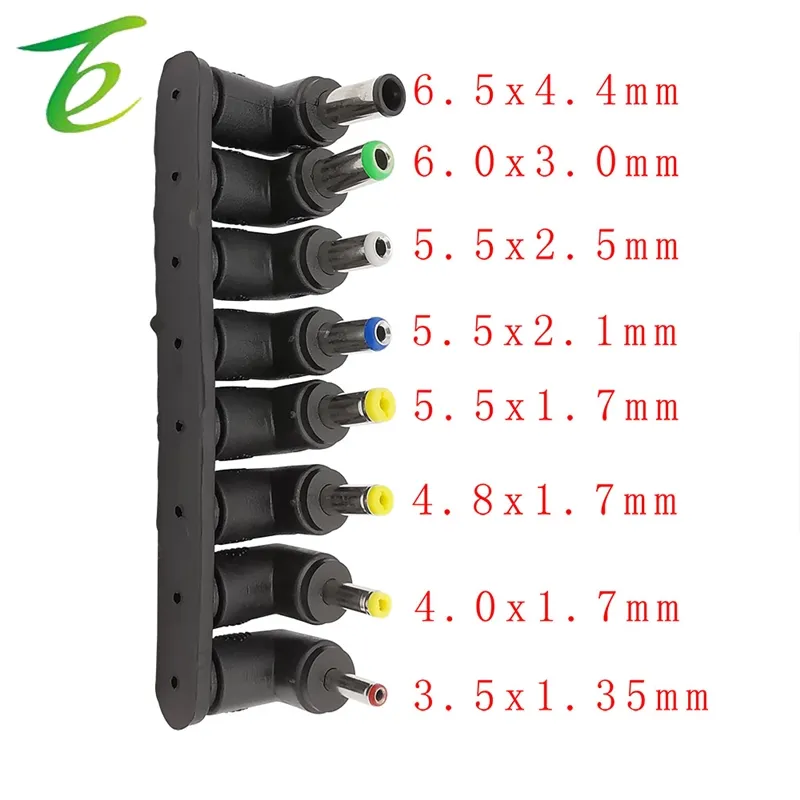 8Pcs/Set 8Pin Universal Laptop DC Power Plug Charger Socket Connector 5.5x2.1mm DC Male to Female Interface Elbow Supply Adapter
