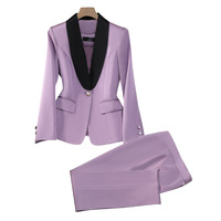 Robe de cérémonie pour femme, tailleur élégant pour affaires avec pantalon long anti-plis à col en V et boutons