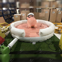 Taureau mécanique gonflable de rodéo de matelas d'arène d'équitation de taureau de jeux extérieurs roses