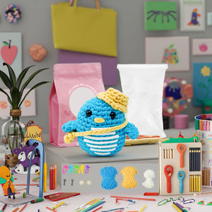 Kit de Manualidades de Pingüino Azul para Niños, Peluche Suave para Tejer a Crochet, Juguete Educativo de Costura para Niños y Niñas de 7 a 12 Años, Principiantes - Product Image 5