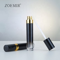 Emballage de rouge à lèvres liquide de luxe personnalisé tube de brillant à lèvres rond noir dégradé conteneur de glaçure à lèvres vide de luxe 5ml