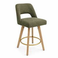 Tabouret de bar DM pour îlot de cuisine avec dossier ergonomique ouvert, assise en tissu doux et repose-pieds pour intérieurs d'appartements – Vente en gros
