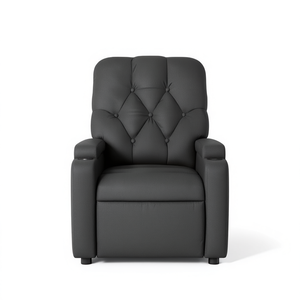 Poltrona Reclinabile in Pelle PU Grigio Scuro con Funzione Massaggio, Funzionamento Manuale, Design Contemporaneo, Poltrona Singola per Soggiorno - Product Image 1