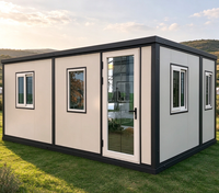 Maison modulaire préfabriquée moderne avec portes et fenêtres en verre, style conteneur, bureau, cabine, studio de jardin, chambre d'hôtes