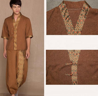 Ensemble de blouses de travail unisexes pour spa thaïlandais, salon de beauté, hôtel, pour femmes et hommes, en polyester, haut de massage, chemise, veste