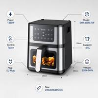 Friteuse à air électrique à écran tactile LED, cuiseur rapide, vente en gros, prix de gros