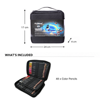 FLOWood – Coffret de 48 crayons de couleur à base d'huile avec sac de transport en toile à fermeture éclair – Idéal pour le coloriage, la peinture et le dessin d'artiste