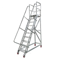 Plate-forme mobile roulante de sécurité à quatre roues en aluminium personnalisable marches échelle entrepôt mains courantes aide au levage des roues Support OEM