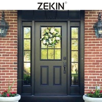 Portes de sécurité extérieures pivotantes en aluminium de haute qualité personnalisées ZEKIN pour la porte d'entrée de la maison, porte principale extérieure en aluminium