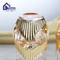 Service de Table Luxe Doré Électroplaqué Économique de Chine, Pichet en Verre de 7 Pièces avec Verres et Emballage en Polystyrène