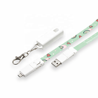 Câble de charge USB 6-en-1 avec lanière, multi-ports, charge rapide, câble de données, sangle anti-perte pour téléphone avec personnalisation du logo