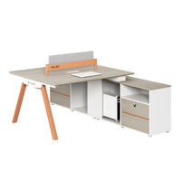 Poste de travail de bureau en îlot, bureau informatique moderne avec cloison de séparation pour employé, ensemble de mobilier de luxe en bois en forme de L, vente en gros