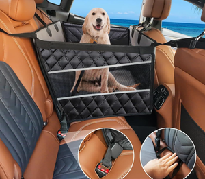 Extenseur de siège arrière pour chiens avec 2 fenêtres <span class=keywords><strong>en</strong></span> maille, siège auto imperméable pour animaux de compagnie avec poche de rangement - Product Image 5