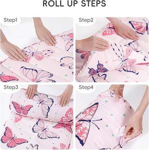 Sac de couchage pour enfants enroulable avec oreiller amovible et couverture en minky, tapis de sieste pour tout-petits - Product Image 6