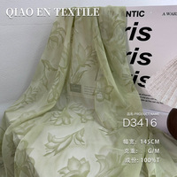 Tissu semi-transparent à imprimé floral vert jaune clair, gaze transparente pour robe, chemisier, rideau, décoration intérieure