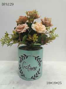 Flores artificiales en maceta de seda, rosas, <span class=keywords><strong>dalias</strong></span>, peonías, bonsái, <span class=keywords><strong>casa</strong></span>, oficina, restaurante, mesa, centros de mesa, decoración de alféizar - Product Image 2