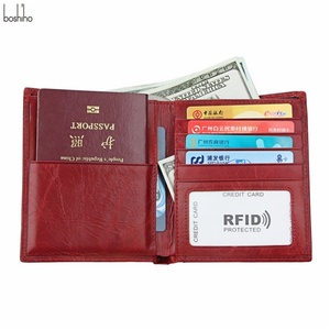 Cartera de Pasaporte y Tarjetero de Viaje de Cuero Genuino de Alta Calidad Boshiho, Personalizable, en Oferta - Product Image 3