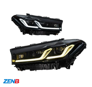 Fari Neri per BMW <span class=keywords><strong>Serie</strong></span> 5 G30 2018-2020, Nuova Versione Modificata Thunder con Proiettori LED a Sopracciglio - Product Image 1