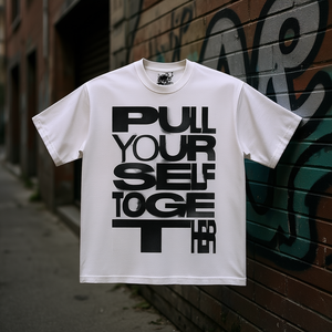 T-Shirt Oversize con Grafica Testo Distorto, Stile Streetwear Y2K, Manica Corta da Uomo, 100% Cotone Jersey, Collo Tondo, Stampa - Product Image 2