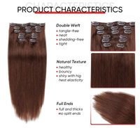 Extensions de cheveux humains Remy péruviens 100% non traités, vente en gros d'usine, 100G 150G 200G 250G, extensions de cheveux à clips